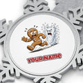 Run, Gingerbread, Run Personalised Pewter Christmas Ornament