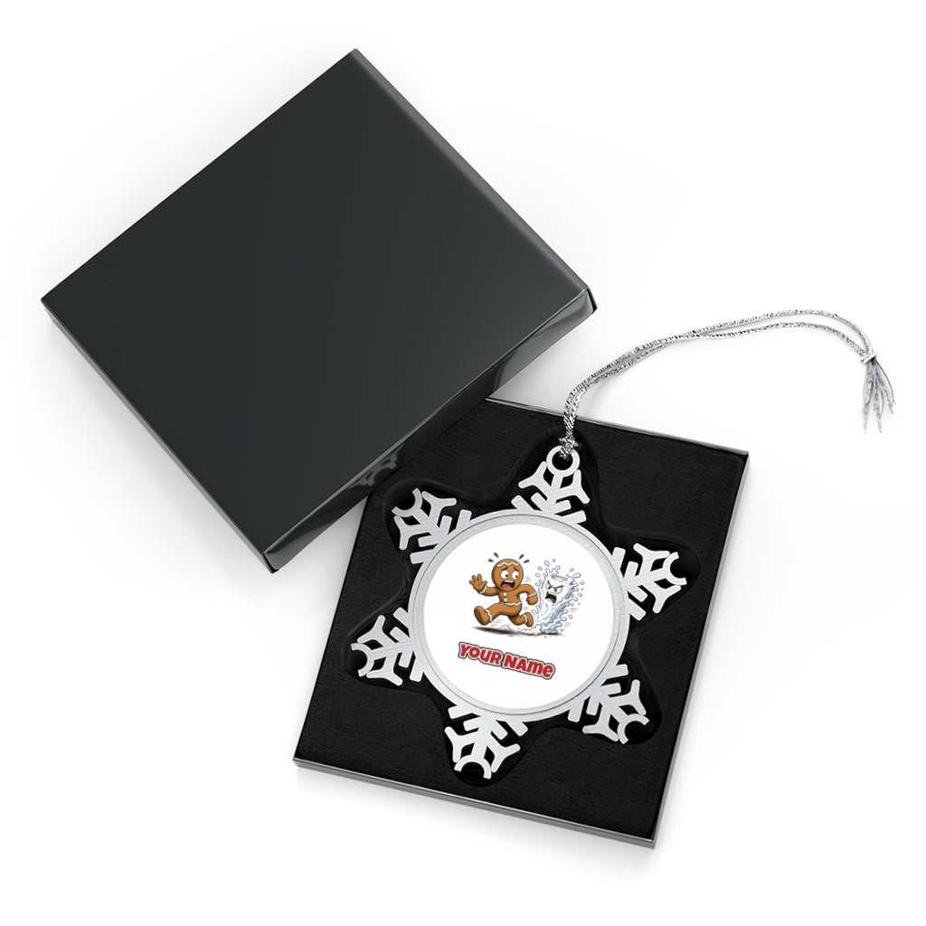 Run, Gingerbread, Run Personalised Pewter Christmas Ornament