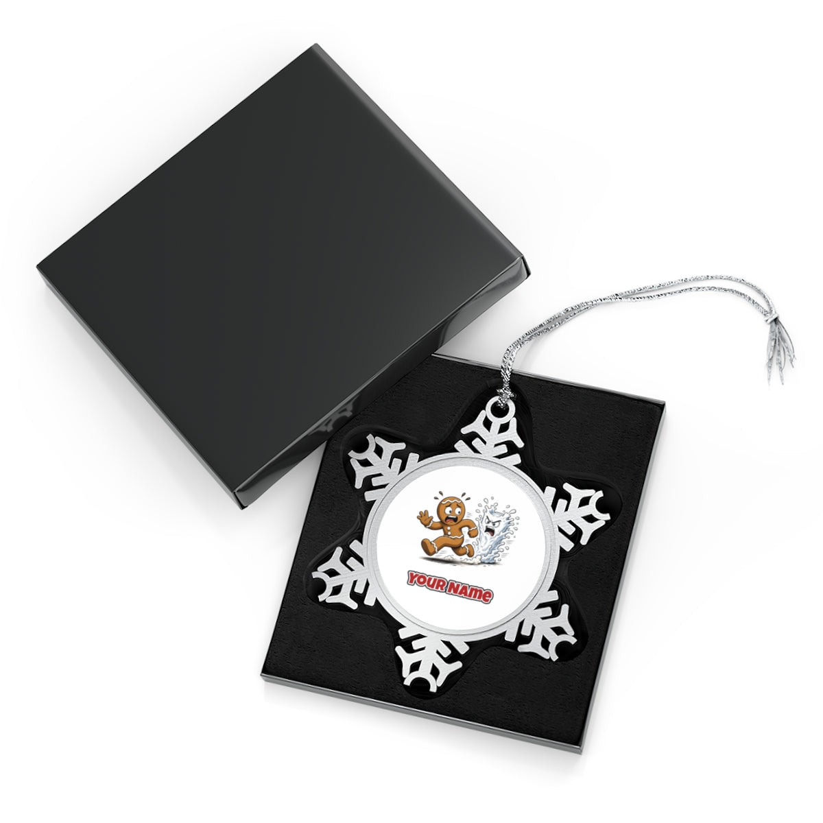 Run, Gingerbread, Run Personalised Pewter Christmas Ornament