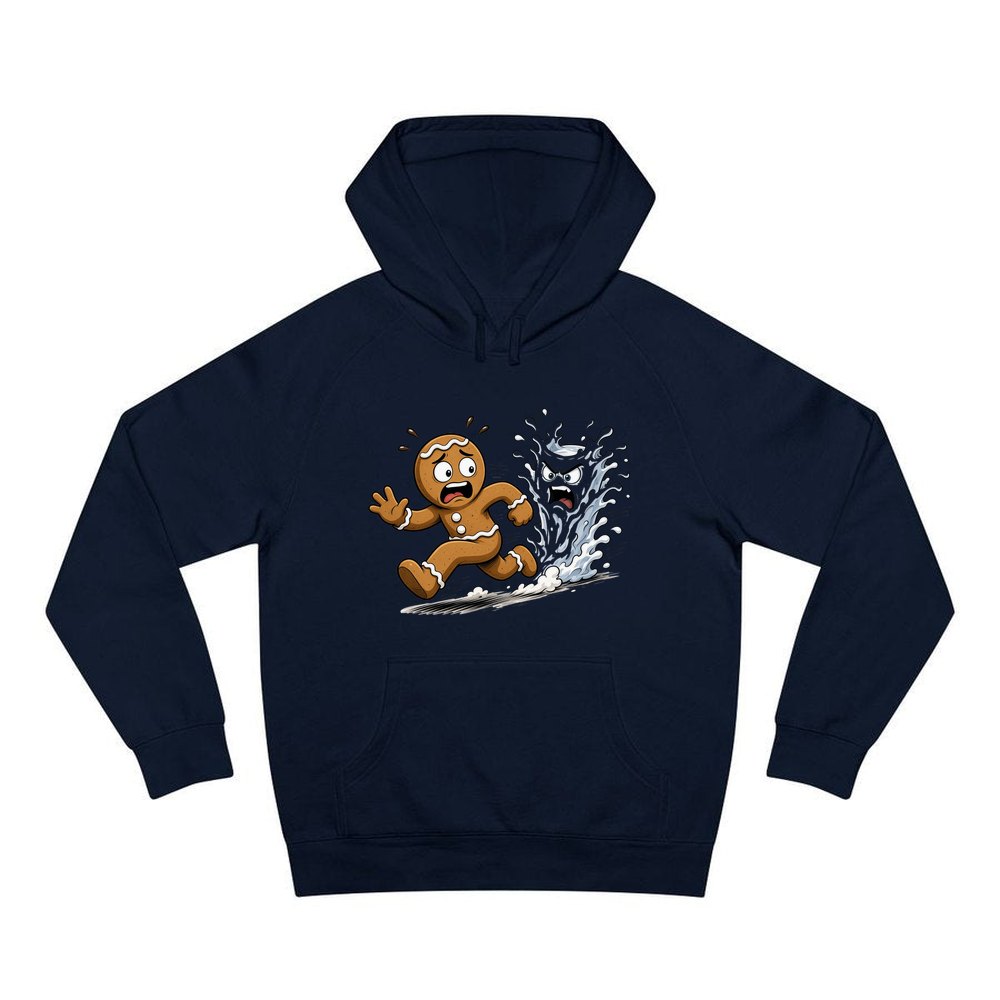 Run, Gingerbread, Run personalised Christmas hoodie in navy