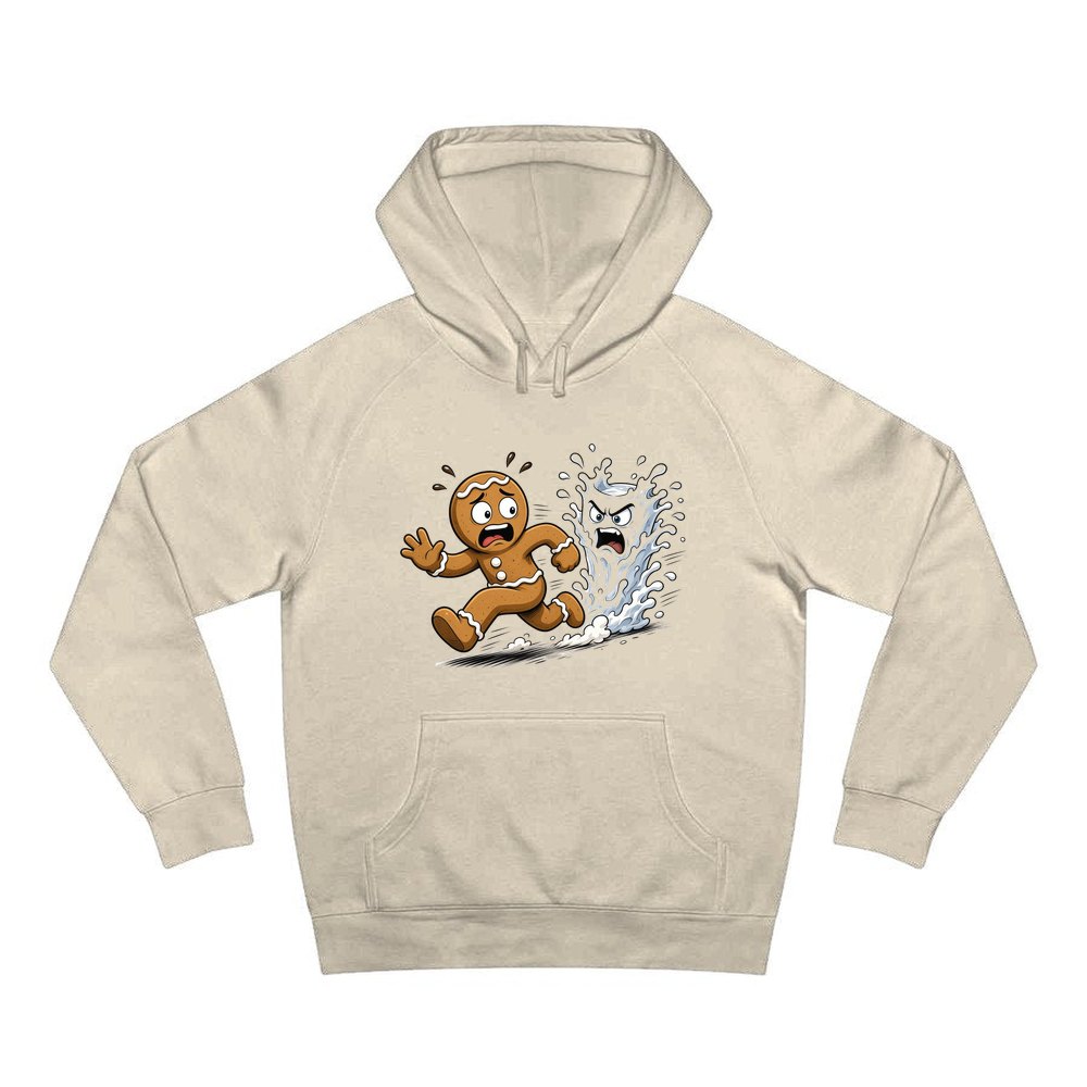 Run, Gingerbread, Run personalised Christmas hoodie in sand
