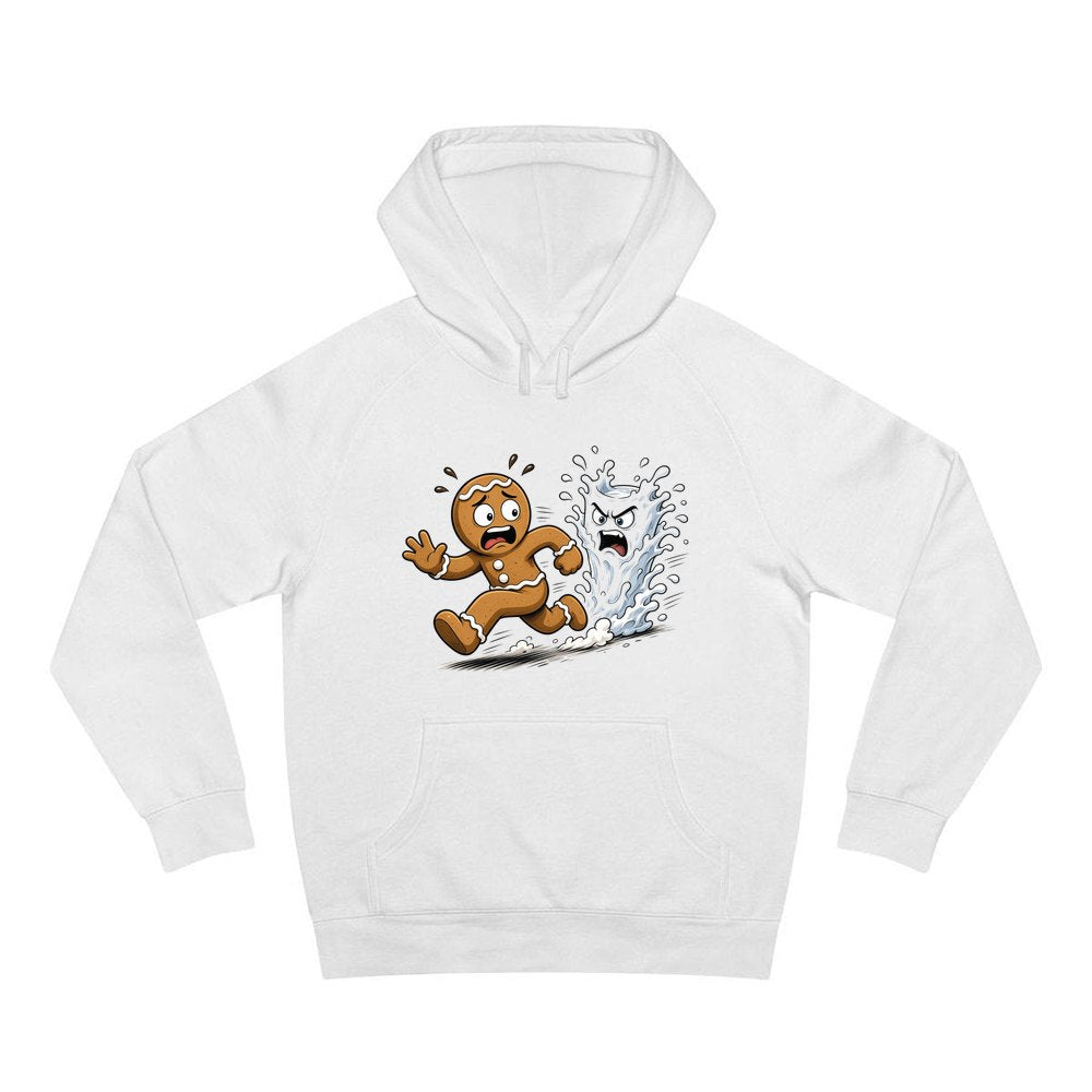 Run, Gingerbread, Run personalised Christmas hoodie in white