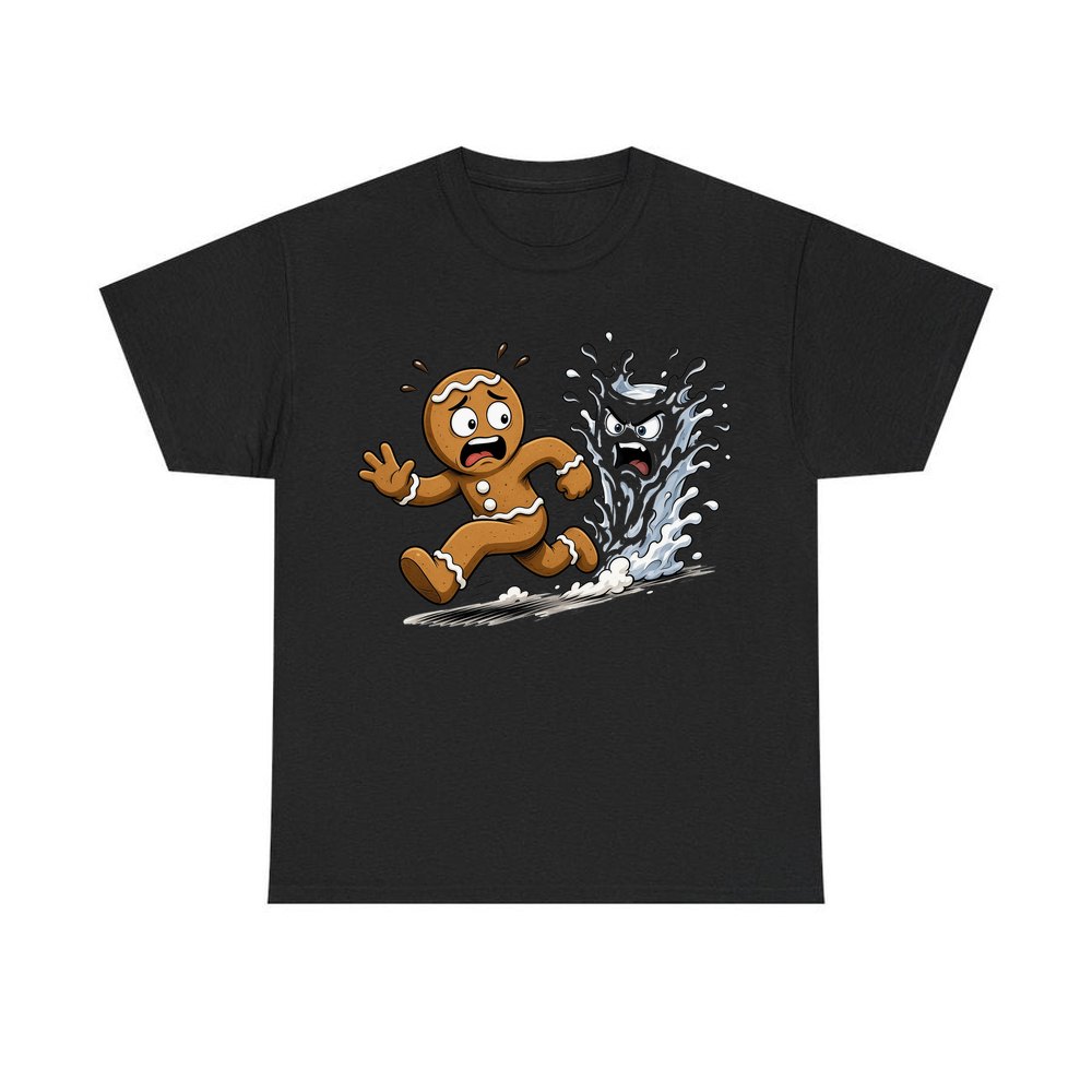 Run, Gingerbread, Run personalised Christmas T-shirt in black