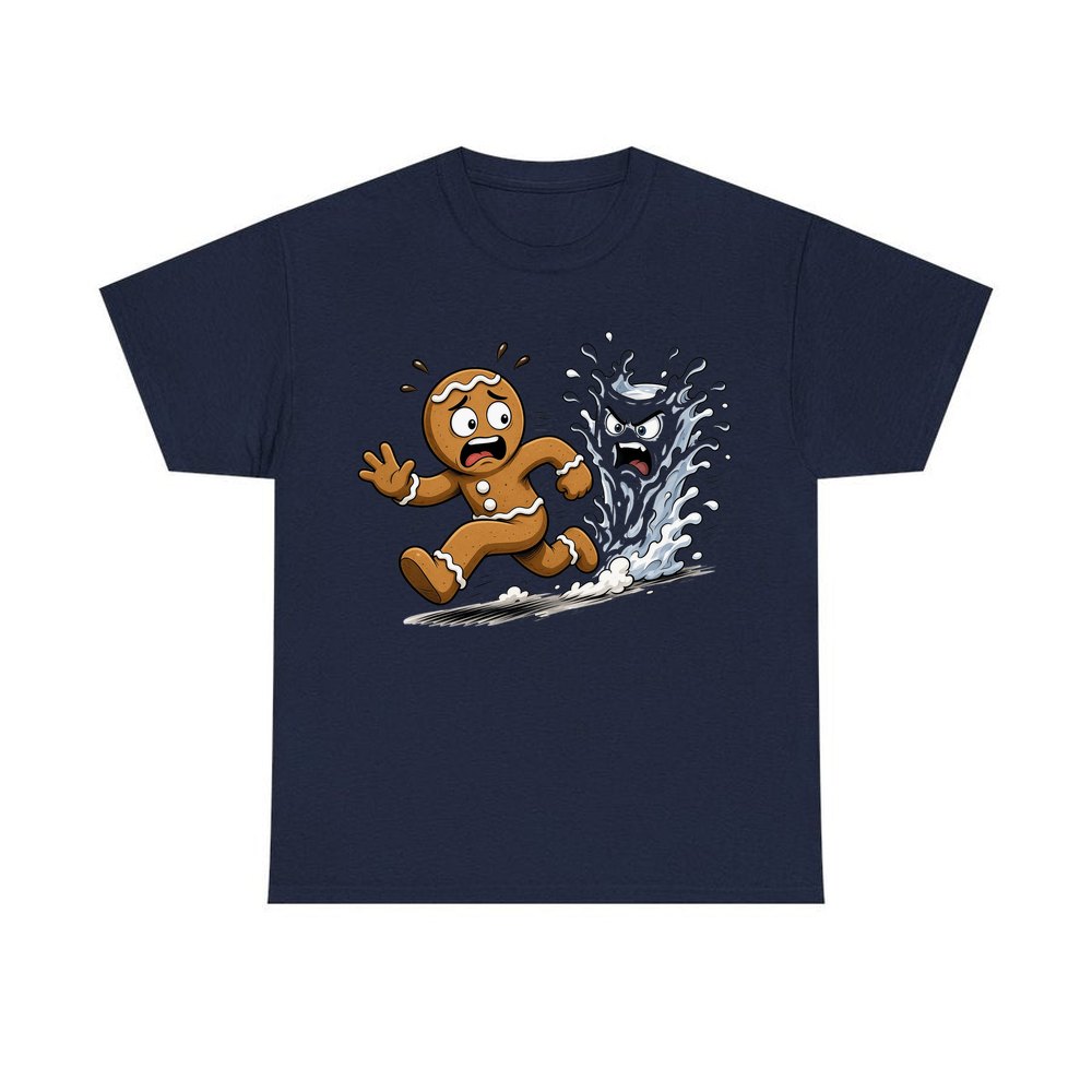 Run, Gingerbread, Run personalised Christmas T-shirt in navy