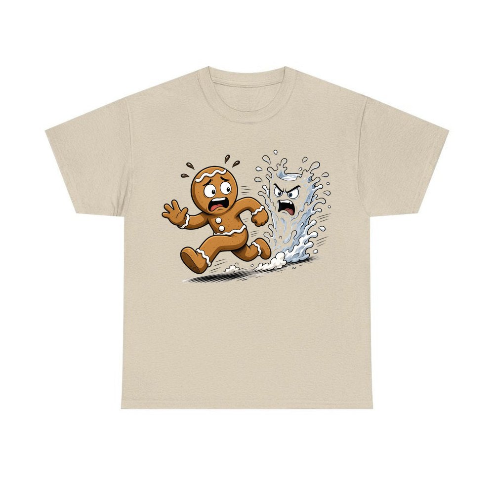 Run, Gingerbread, Run personalised Christmas T-shirt in sand