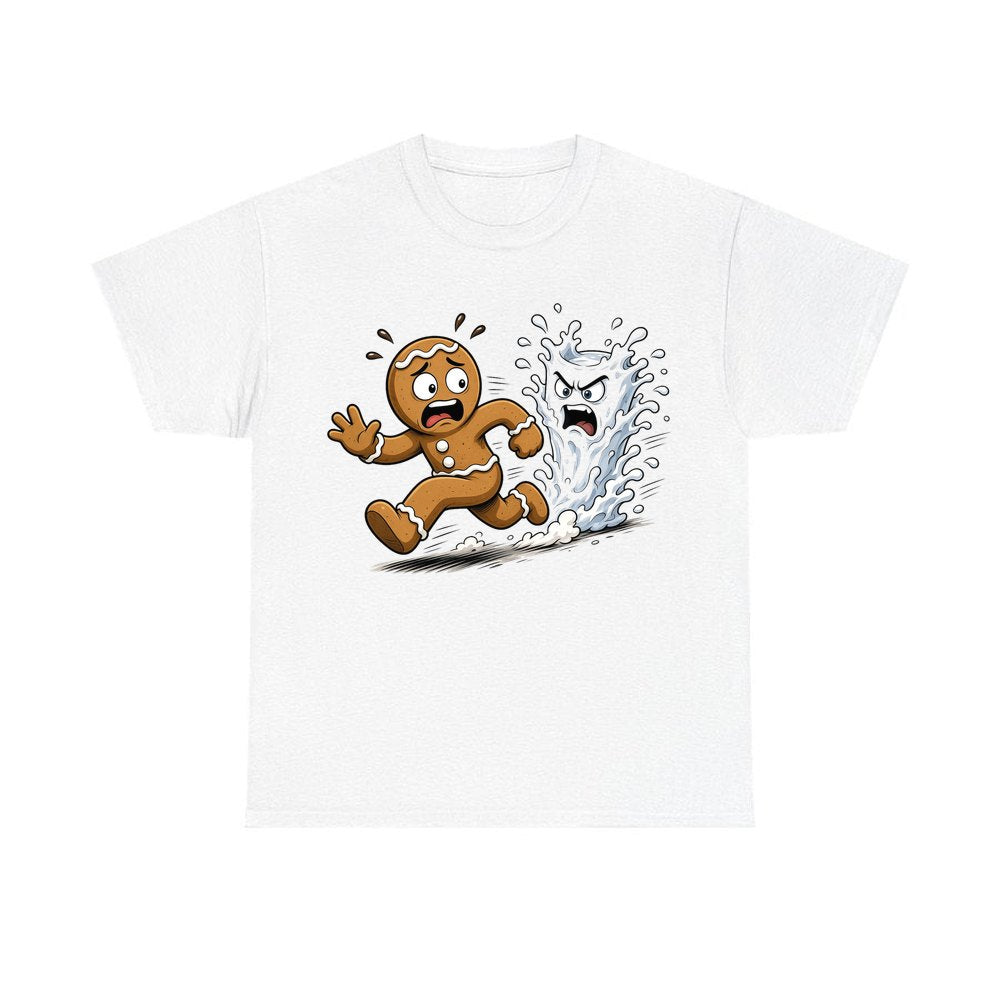 Run, Gingerbread, Run personalised Christmas T-shirt in white