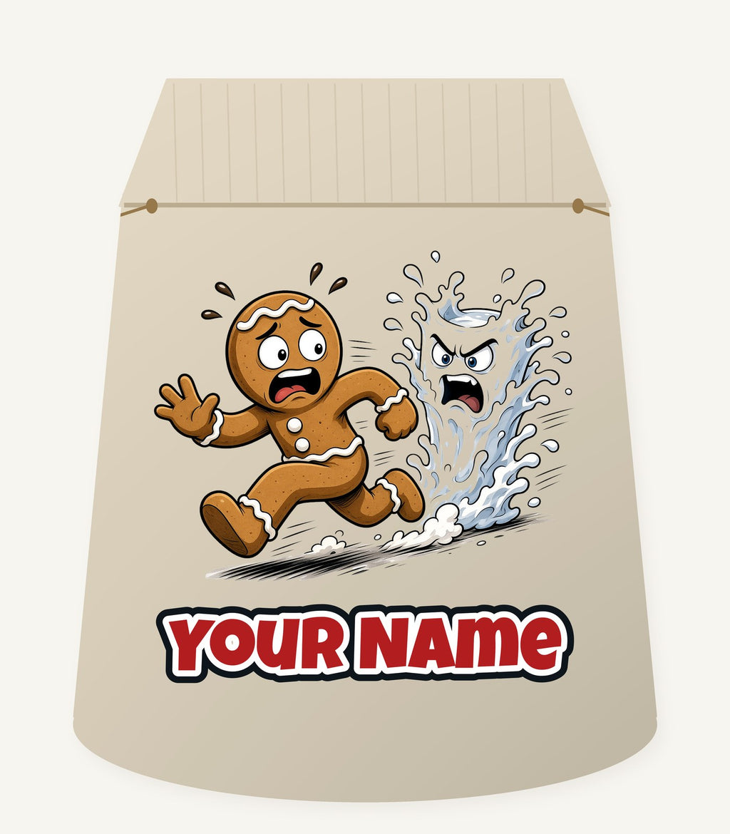 Run, Gingerbread, Run Personalised Santa Sack