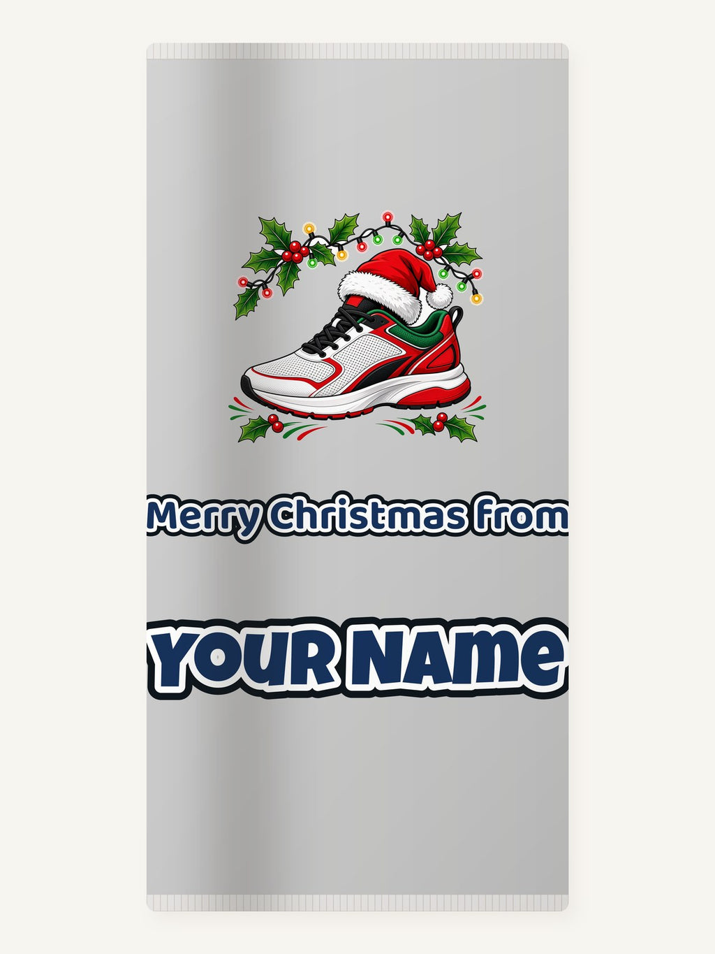 Running Shoe In Santa Hat Personalised Beach Towel