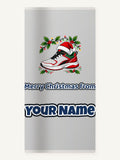 Running Shoe In Santa Hat Personalised Beach Towel