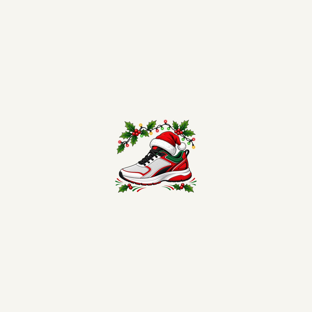 Running Shoe In Santa Hat Personalised Beach Towel