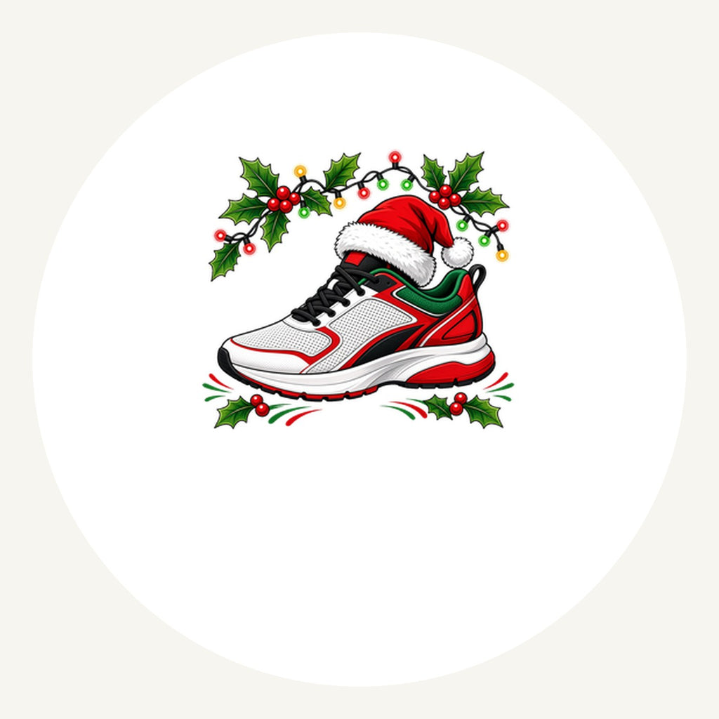 Running Shoe In Santa Hat Personalised Pewter Christmas Ornament