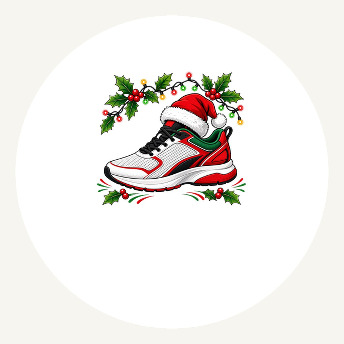Running Shoe In Santa Hat Personalised Pewter Christmas Ornament