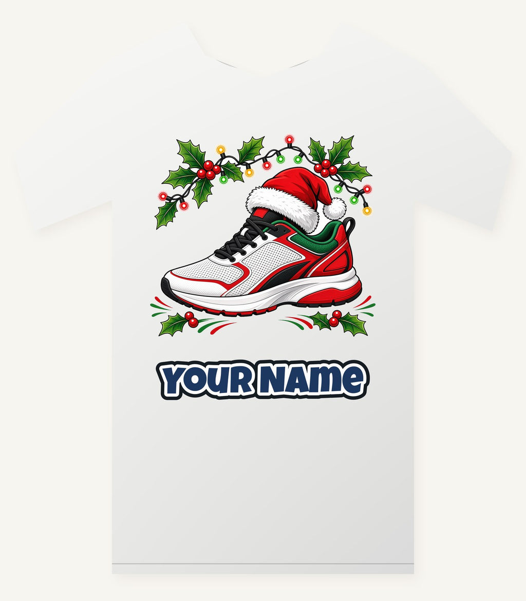 Running Shoe In Santa Hat Personalised Christmas T-Shirt and Hoodie