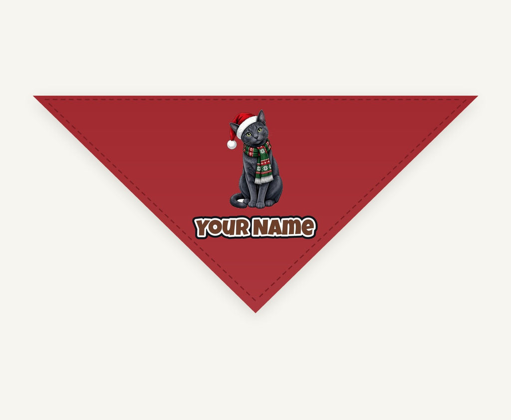Russian Blue Christmas Personalised Christmas Pet Bandana, Cat or Dog
