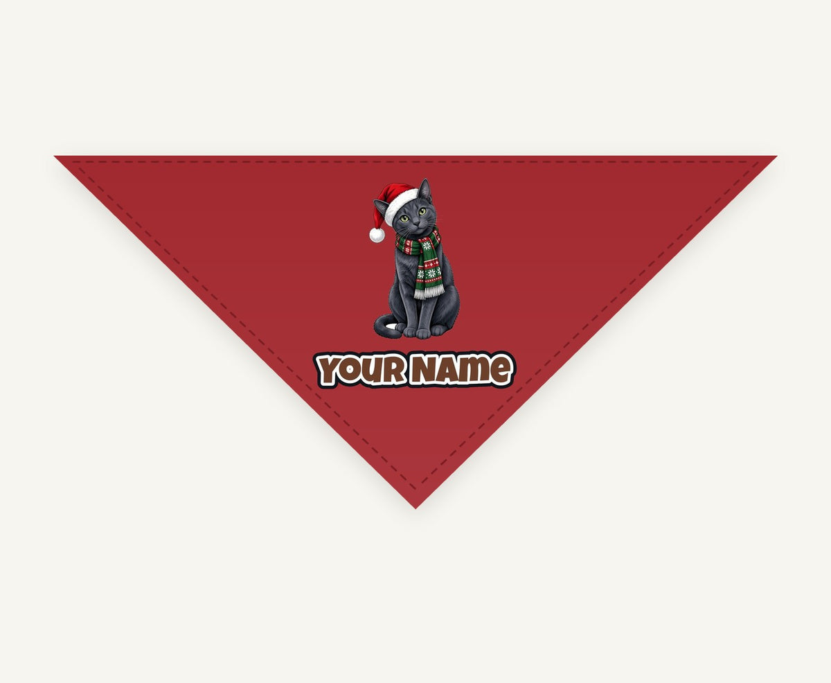 Russian Blue Christmas Personalised Christmas Pet Bandana, Cat or Dog