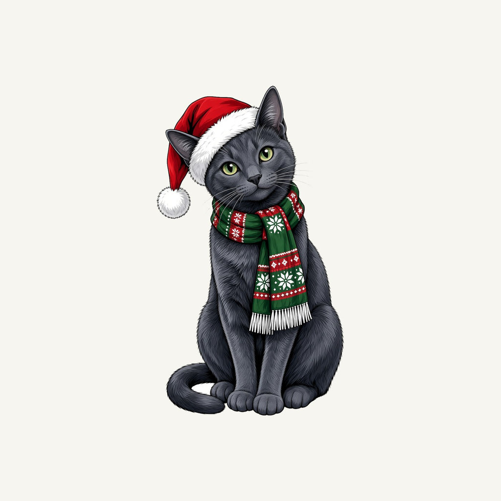 Russian Blue Christmas Personalised Christmas Pet Bandana, Cat or Dog