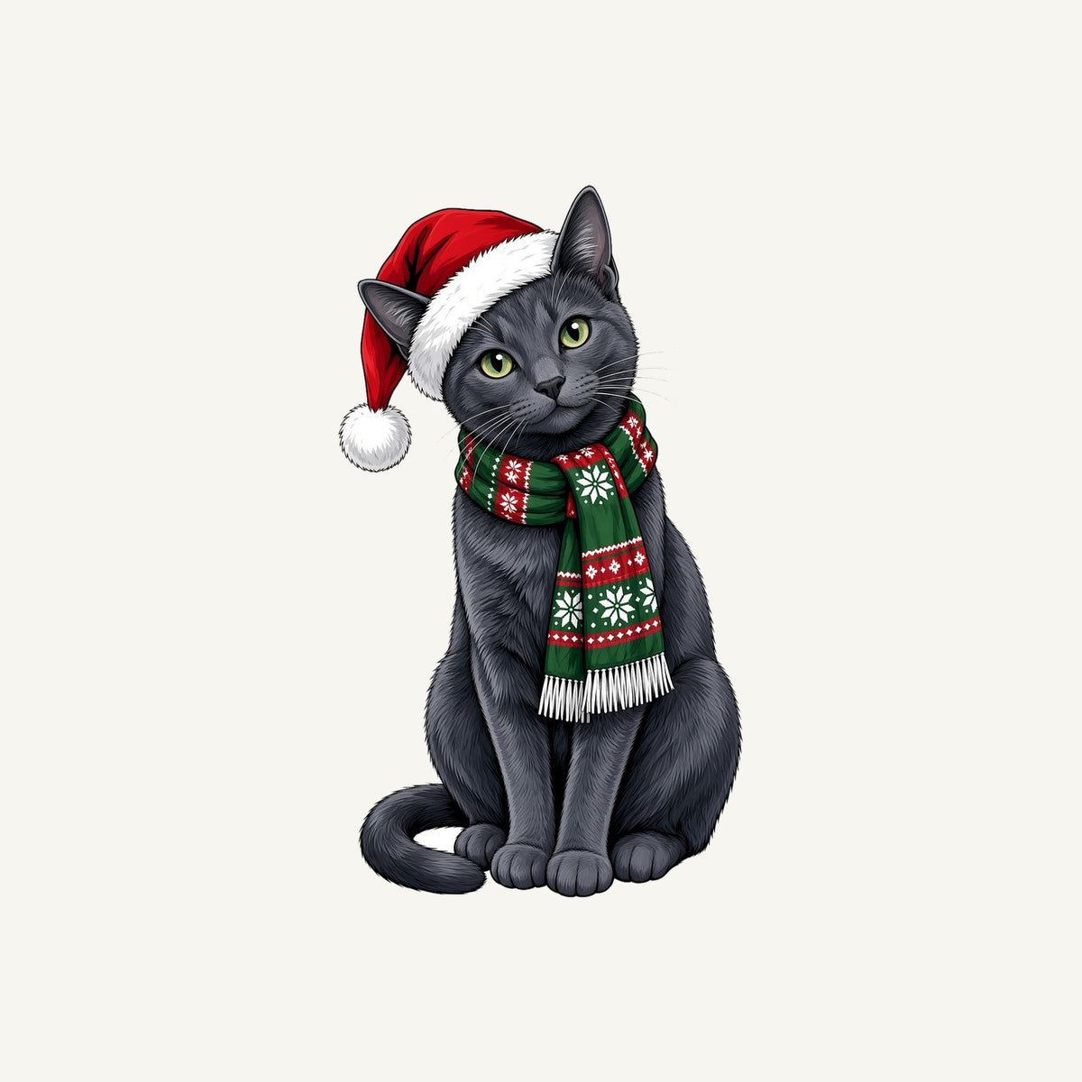 Russian Blue Christmas Personalised Christmas Pet Bandana, Cat or Dog