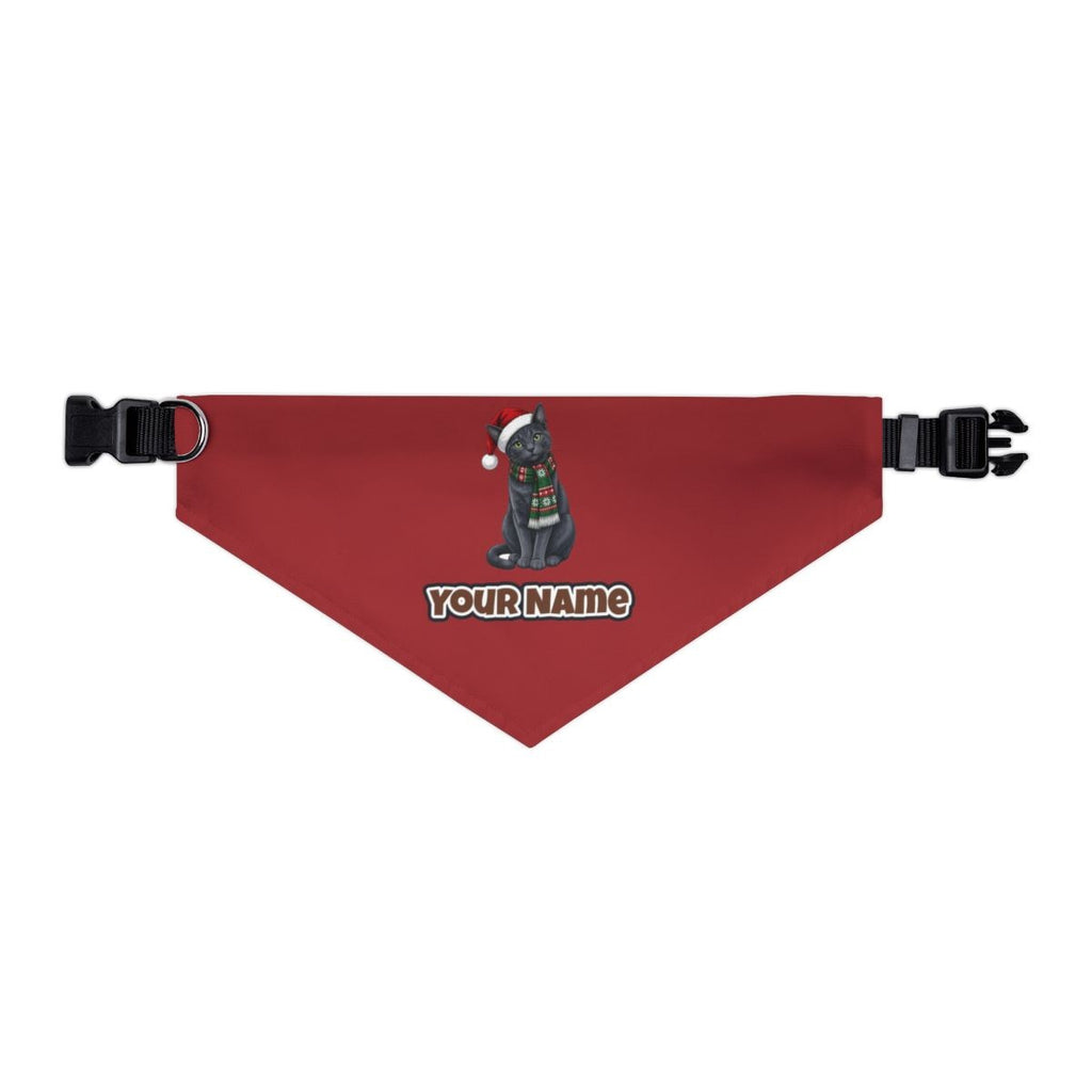 Russian Blue personalised Christmas pet bandana collar with buckle