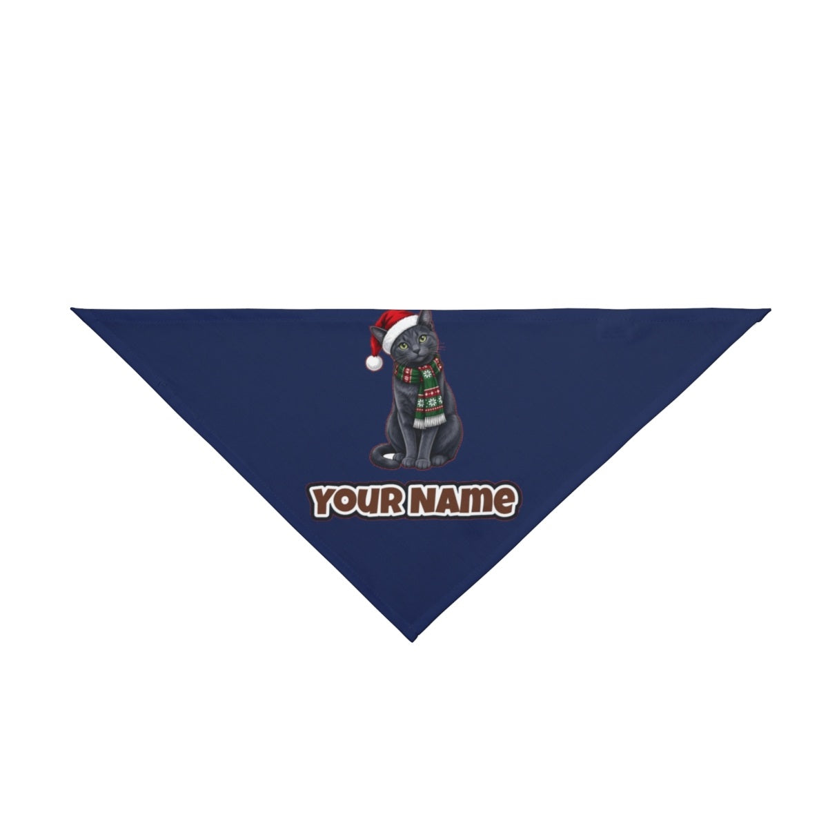 Russian Blue personalised Christmas pet bandana in navy, tie-on style