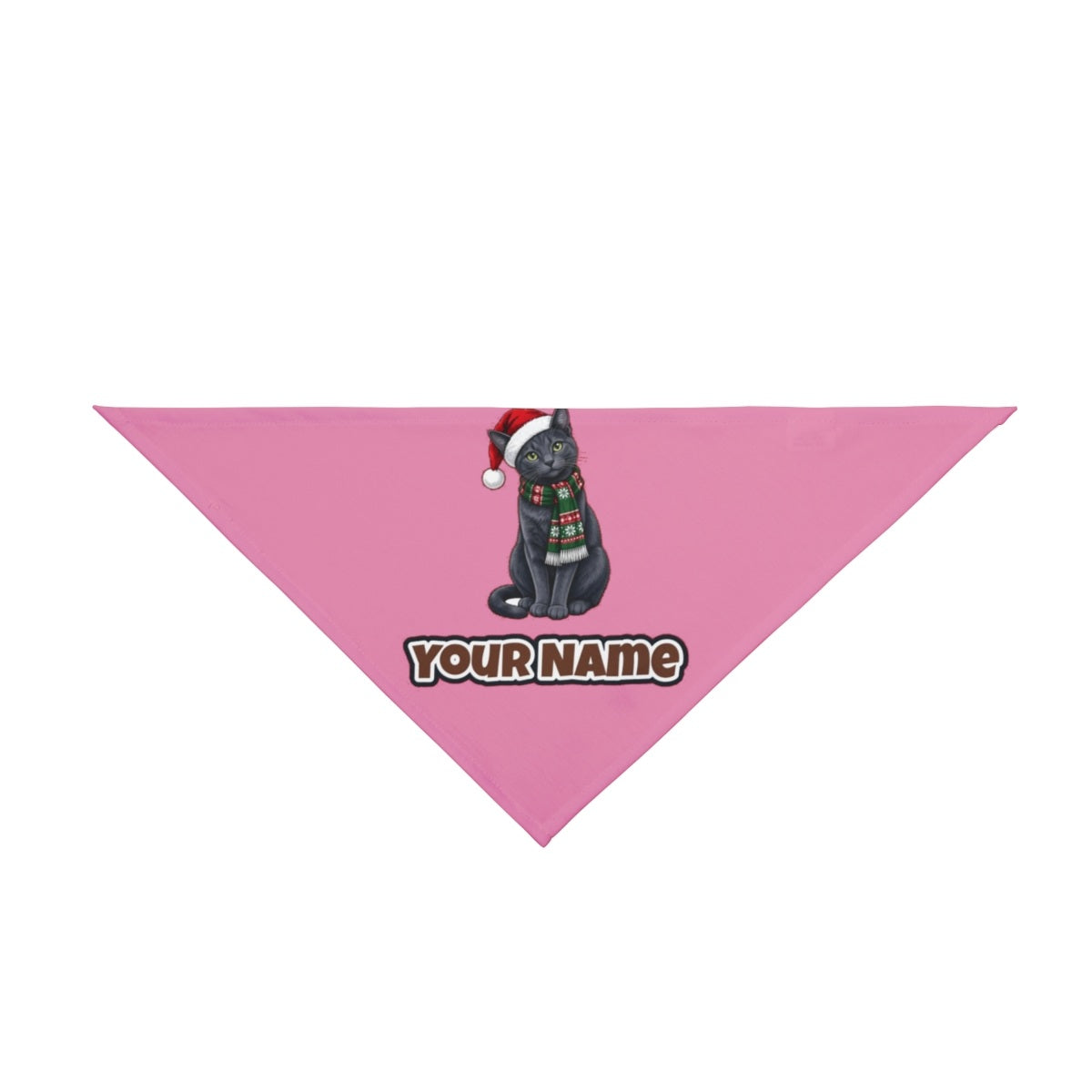 Russian Blue personalised Christmas pet bandana in pink, tie-on style