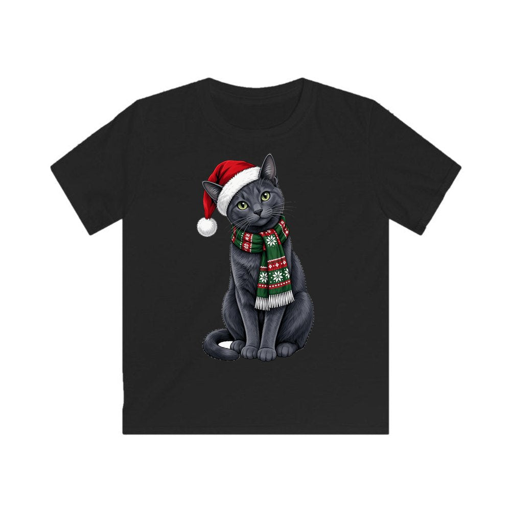 Russian Blue personalised kids Christmas tee in black