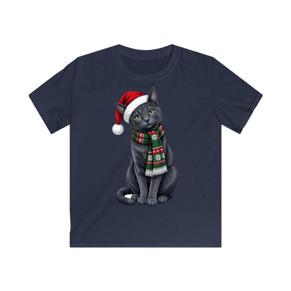 Russian Blue personalised kids Christmas tee in navy