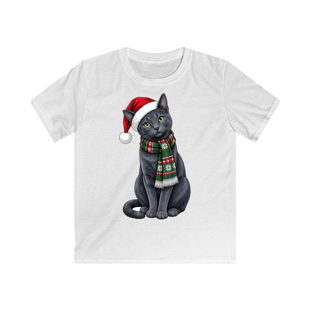 Russian Blue personalised kids Christmas tee in white
