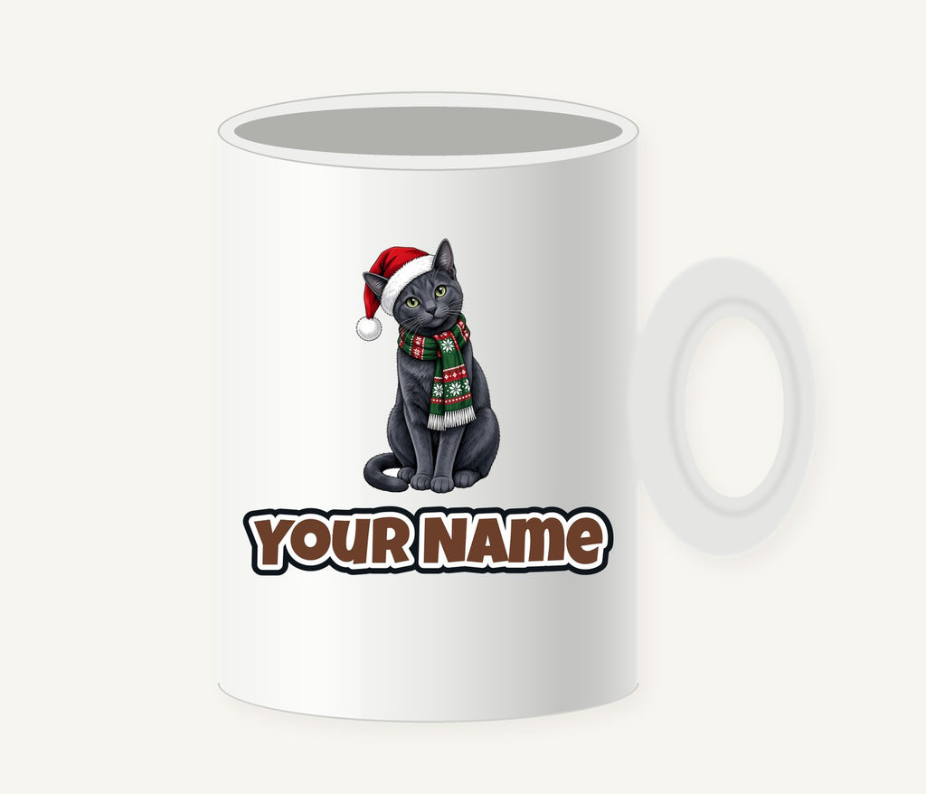 Russian Blue Christmas Personalised Christmas Mug