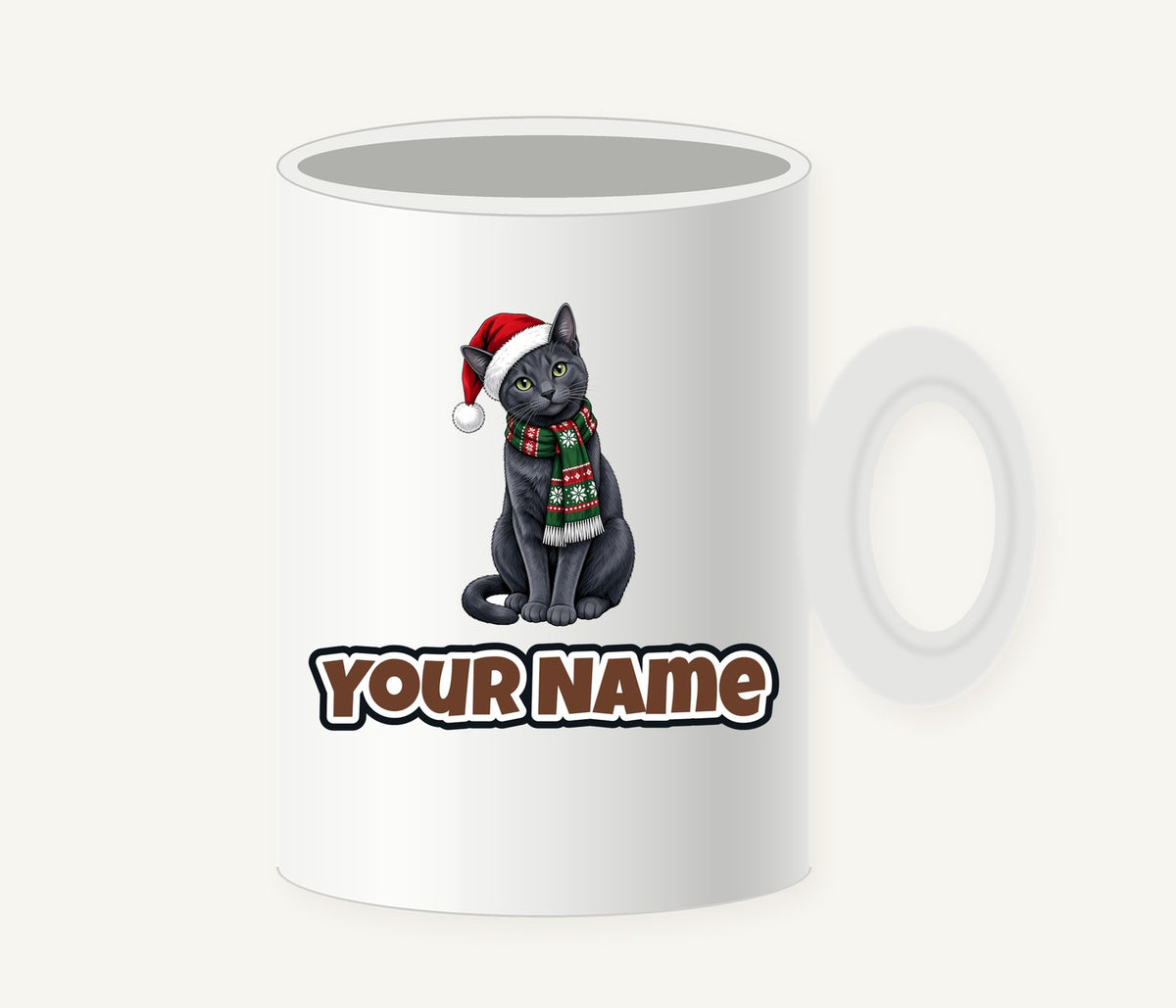 Russian Blue Christmas Personalised Christmas Mug