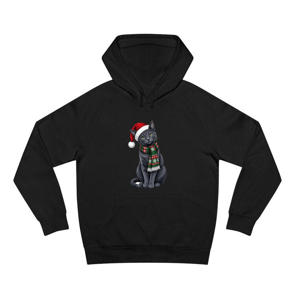 Russian Blue personalised Christmas hoodie in black