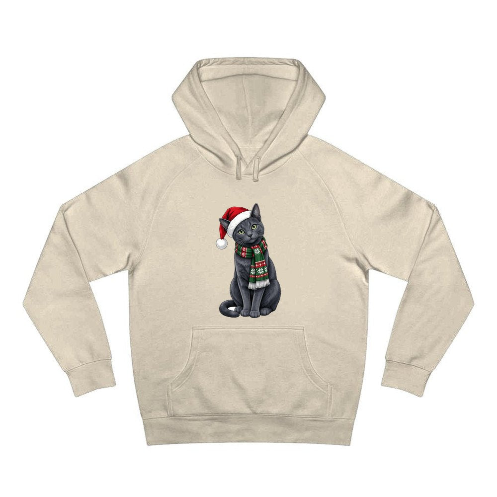 Russian Blue personalised Christmas hoodie in sand