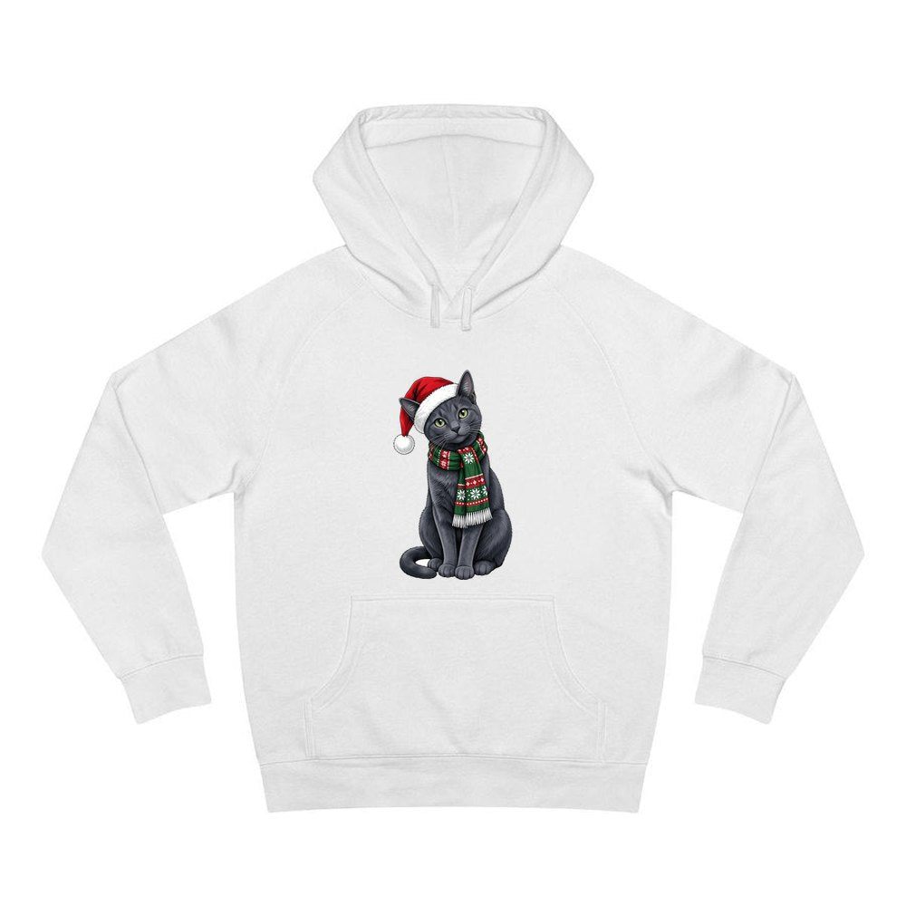 Russian Blue personalised Christmas hoodie in white