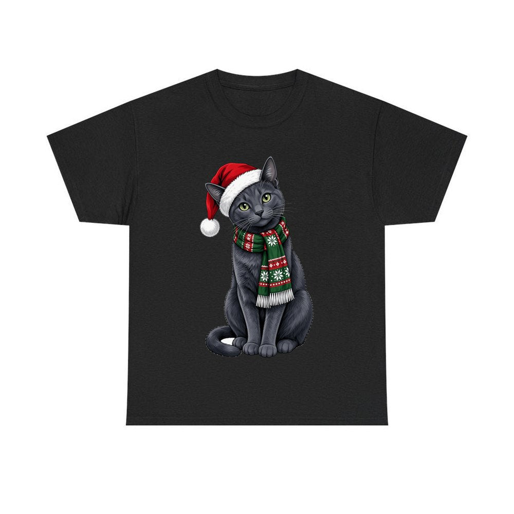 Russian Blue personalised Christmas T-shirt in black