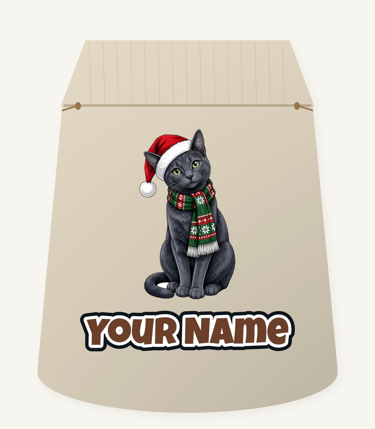 Russian Blue Christmas Personalised Santa Sack