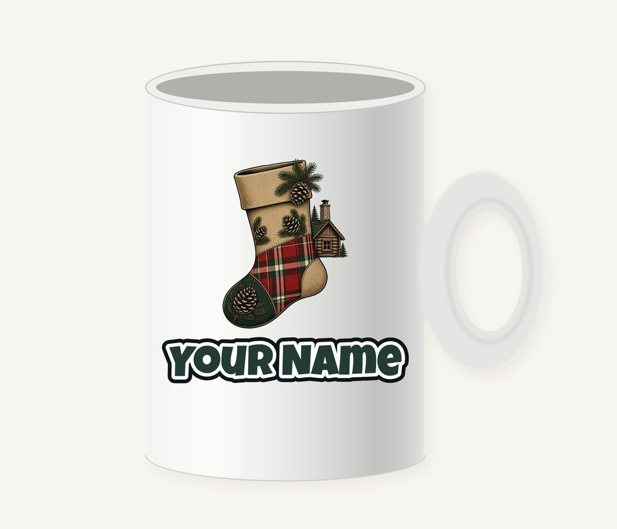 Rustic Hessian Stocking Personalised Christmas Mug