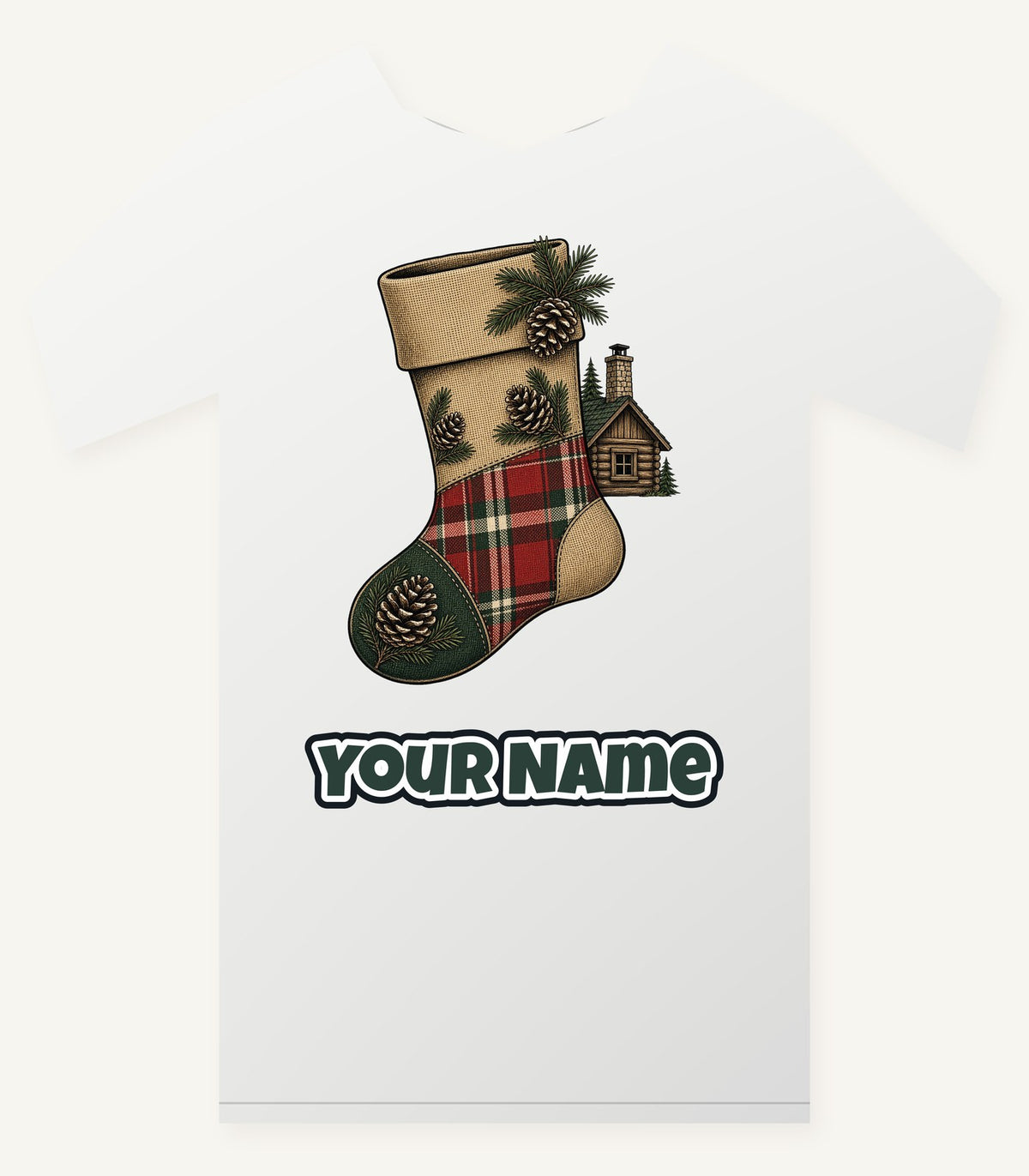 Rustic Hessian Stocking Personalised Christmas T-Shirt and Hoodie