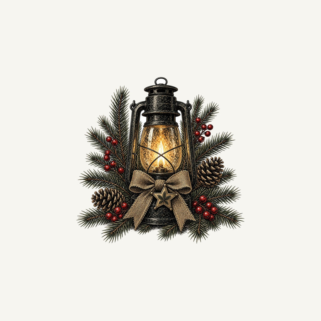 Rustic Lantern With Hessian Bow Personalised Christmas Mug