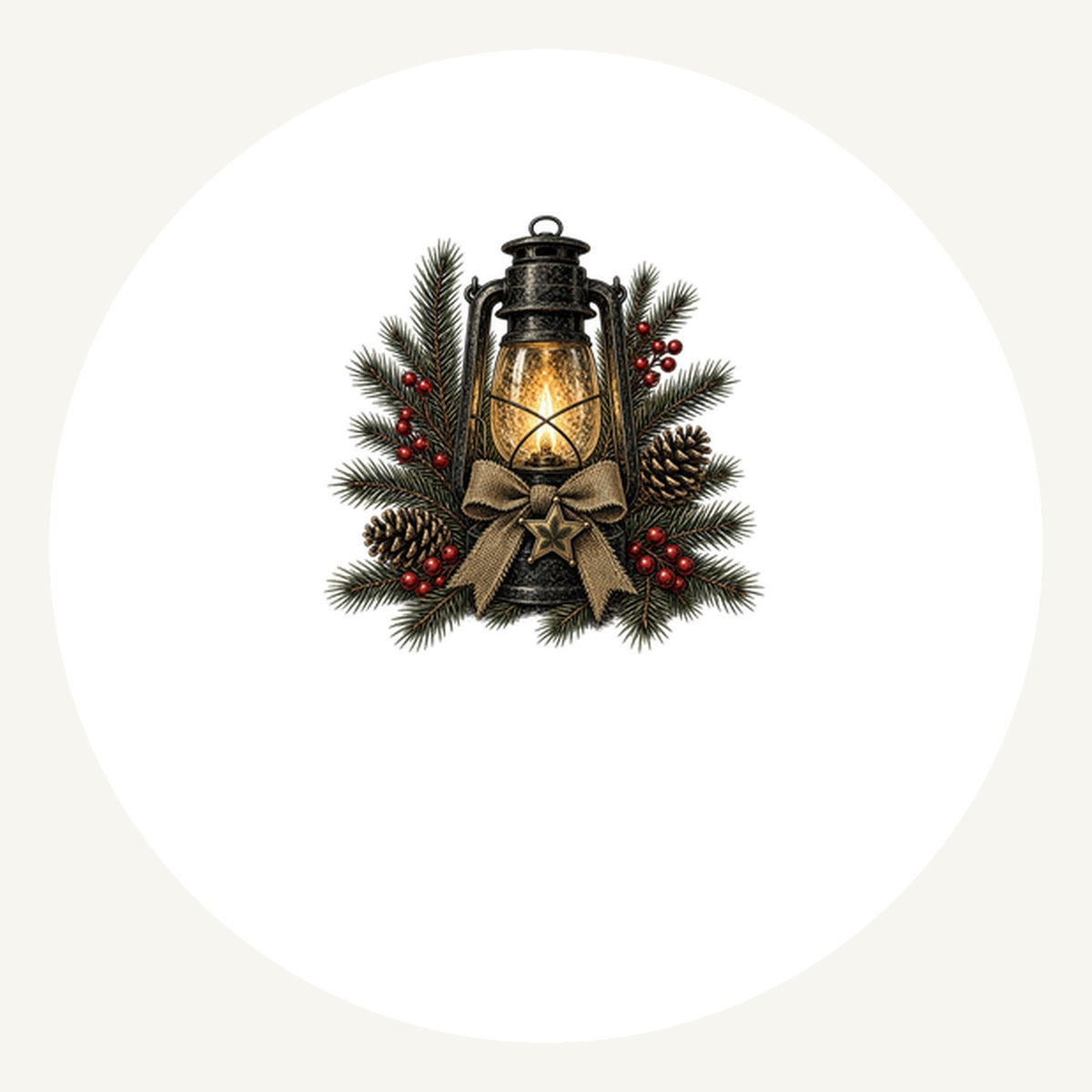 Rustic Lantern With Hessian Bow Personalised Pewter Christmas Ornament