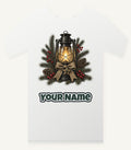 Rustic Lantern With Hessian Bow Personalised Christmas T-Shirt and Hoodie