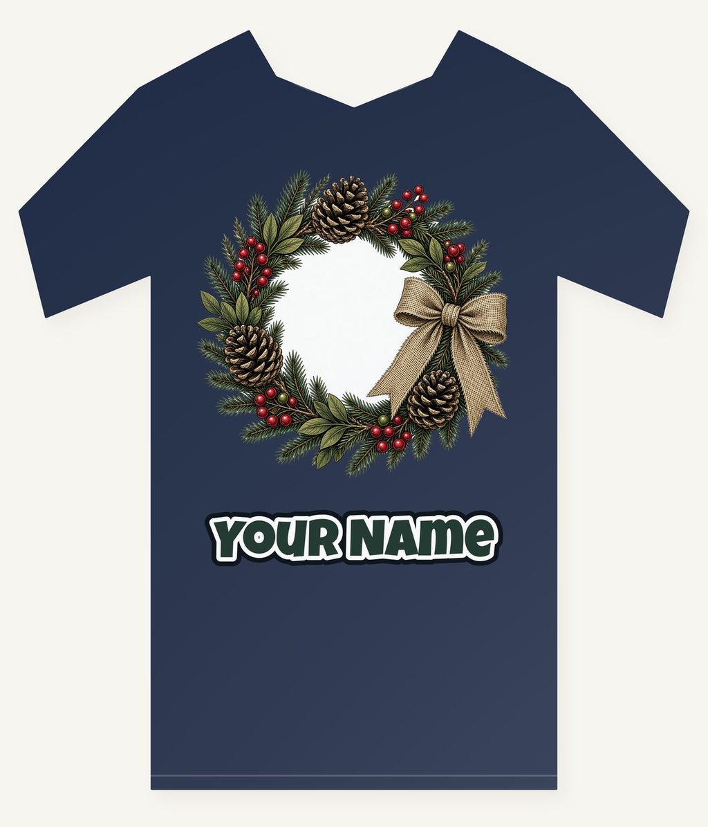 Rustic Pinecone Wreath Personalised Kids Tee and Baby Bodysuit