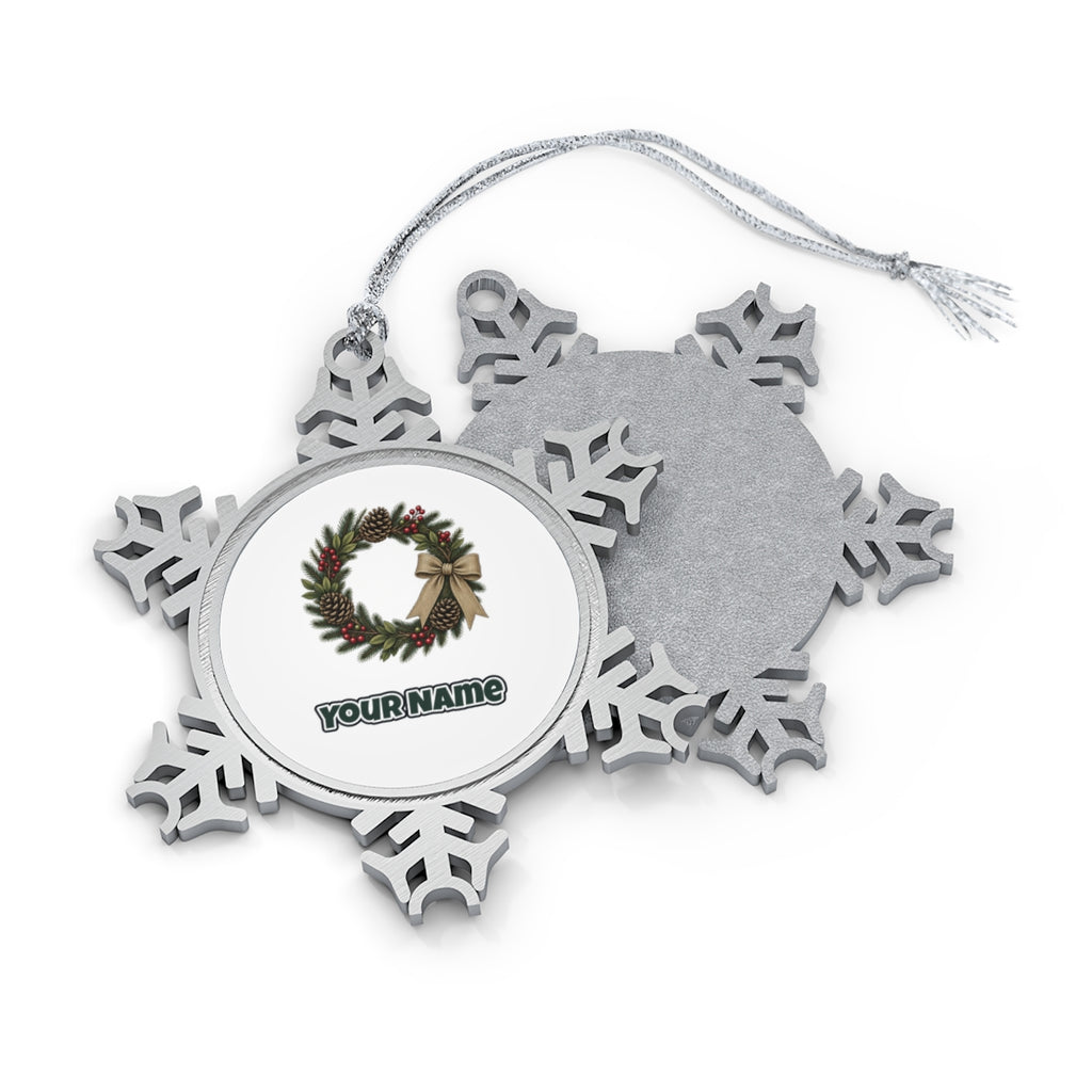 Rustic Pinecone Wreath Personalised Pewter Christmas Ornament