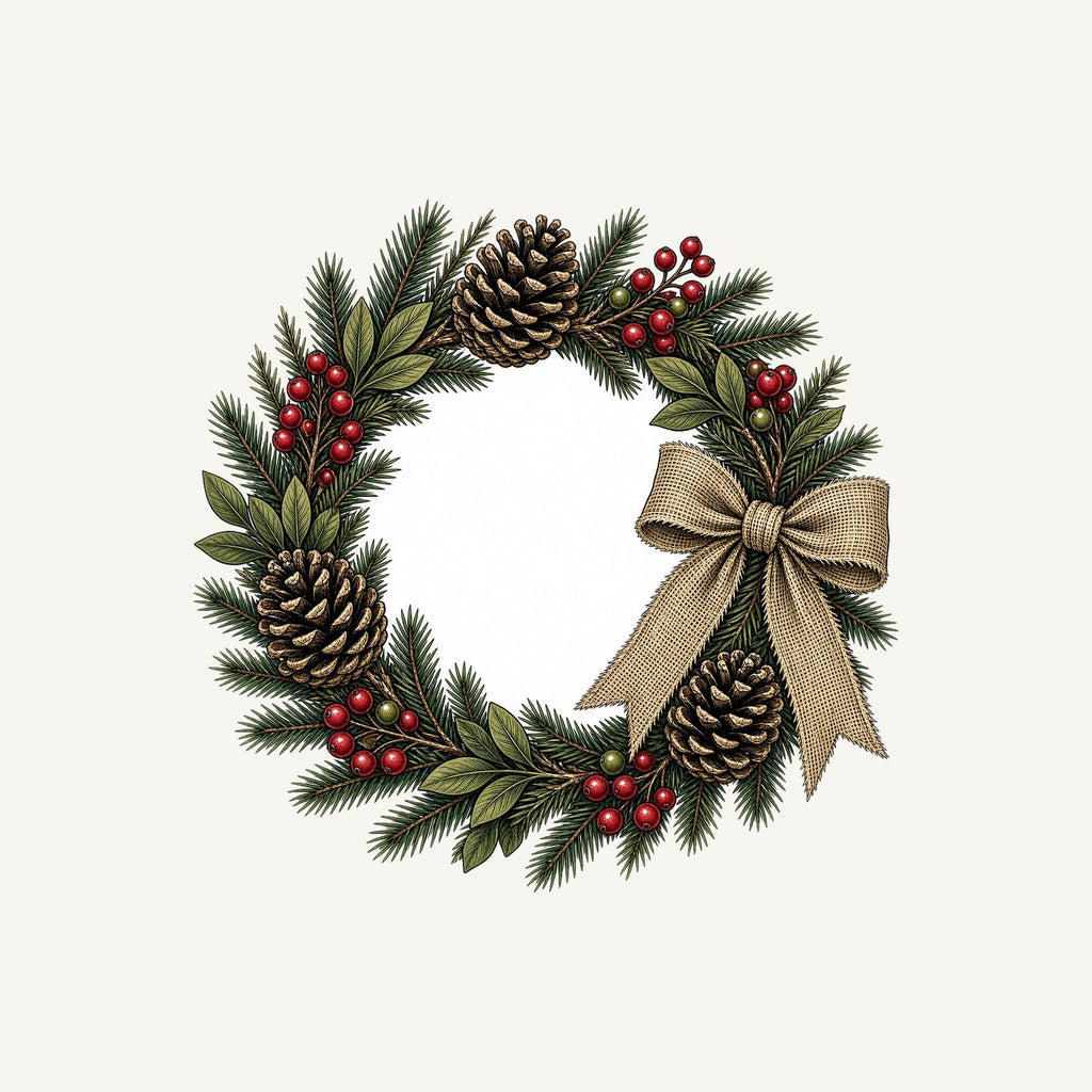Rustic Pinecone Wreath Personalised Christmas T-Shirt and Hoodie