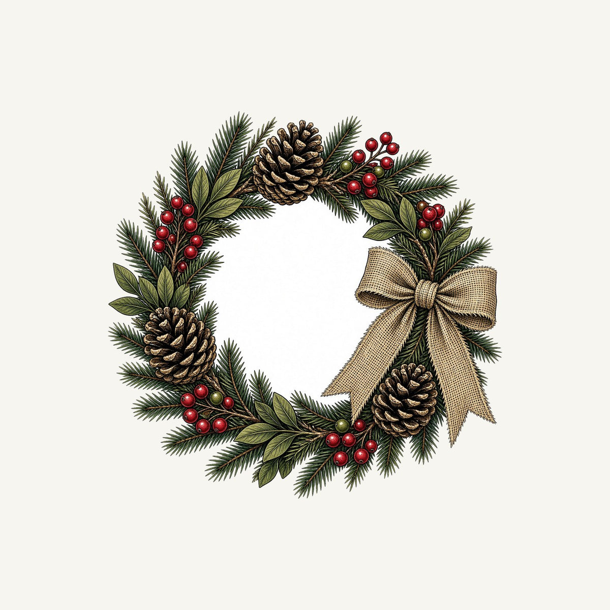 Rustic Pinecone Wreath Personalised Christmas T-Shirt and Hoodie