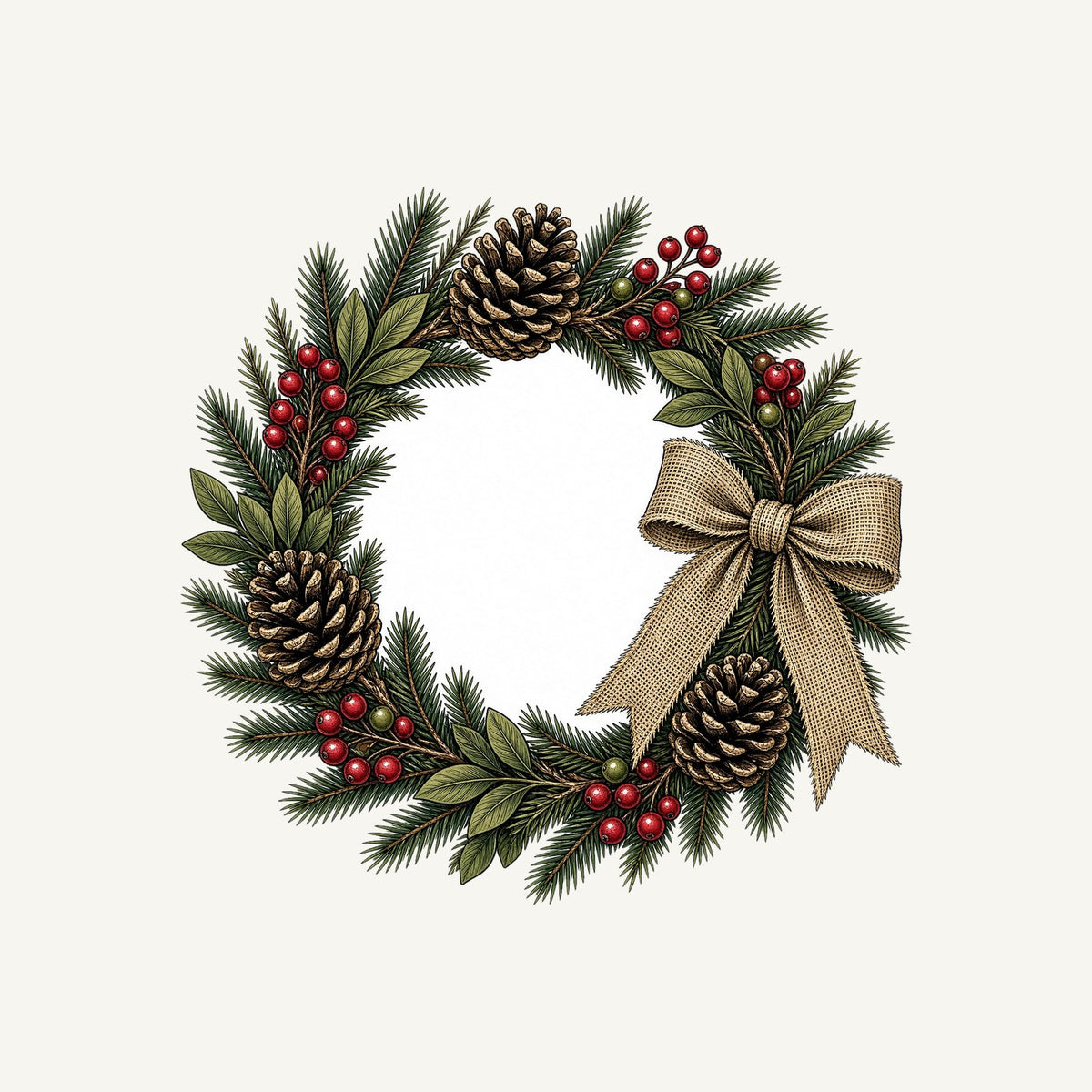 Rustic Pinecone Wreath Personalised Santa Sack