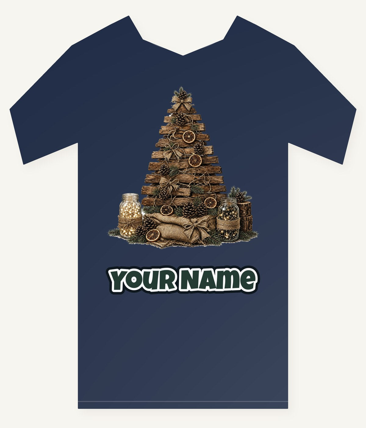 Rustic Timber Christmas Tree Personalised Kids Tee and Baby Bodysuit