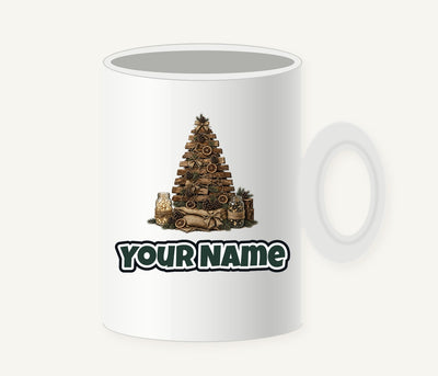 Rustic Timber Christmas Tree Personalised Christmas Mug