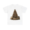 Timber and Pinecone Christmas Tree 2 design on a white tee