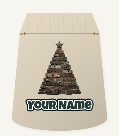 Rustic Timber Christmas Tree Personalised Santa Sack