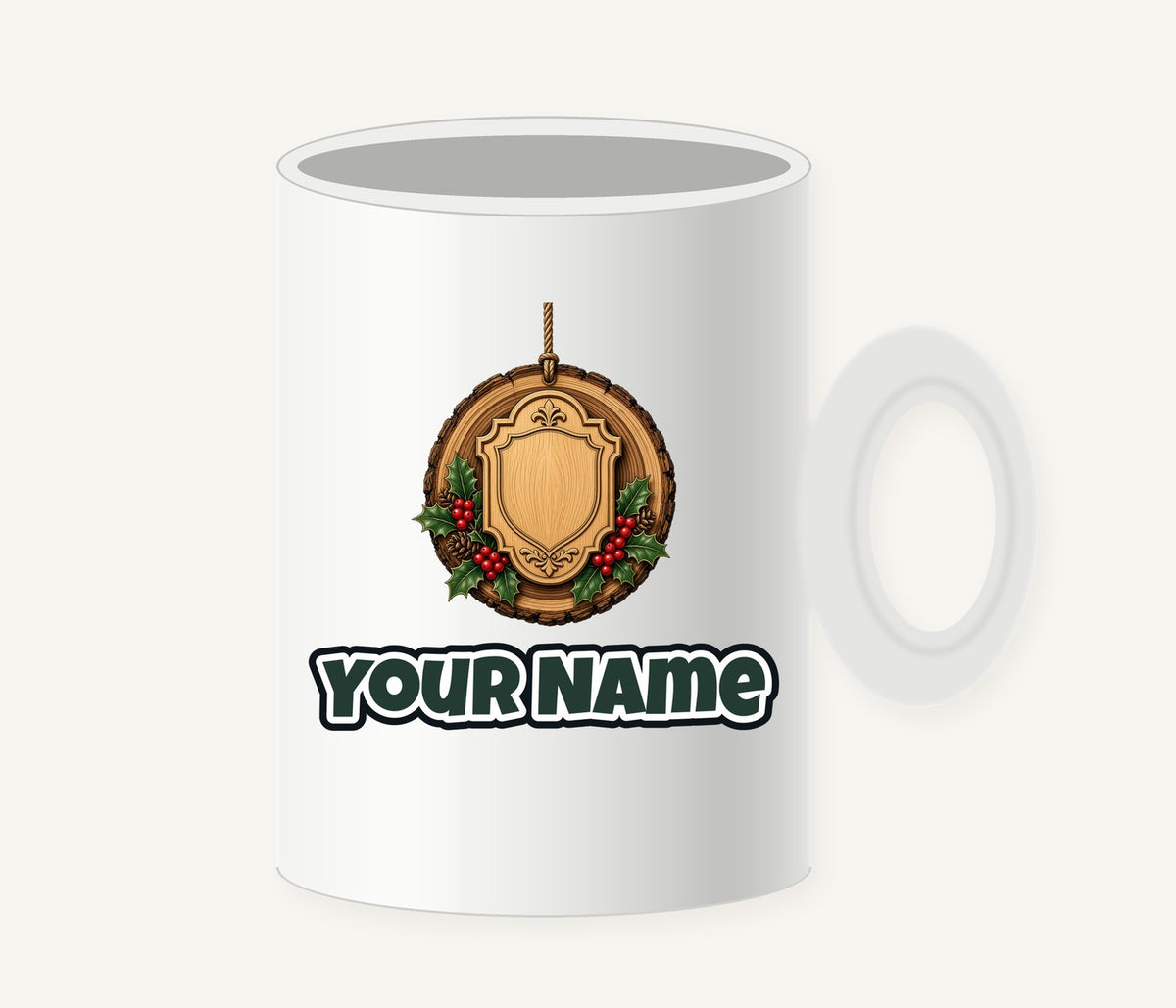 Rustic Timber Name Plaque Personalised Christmas Mug