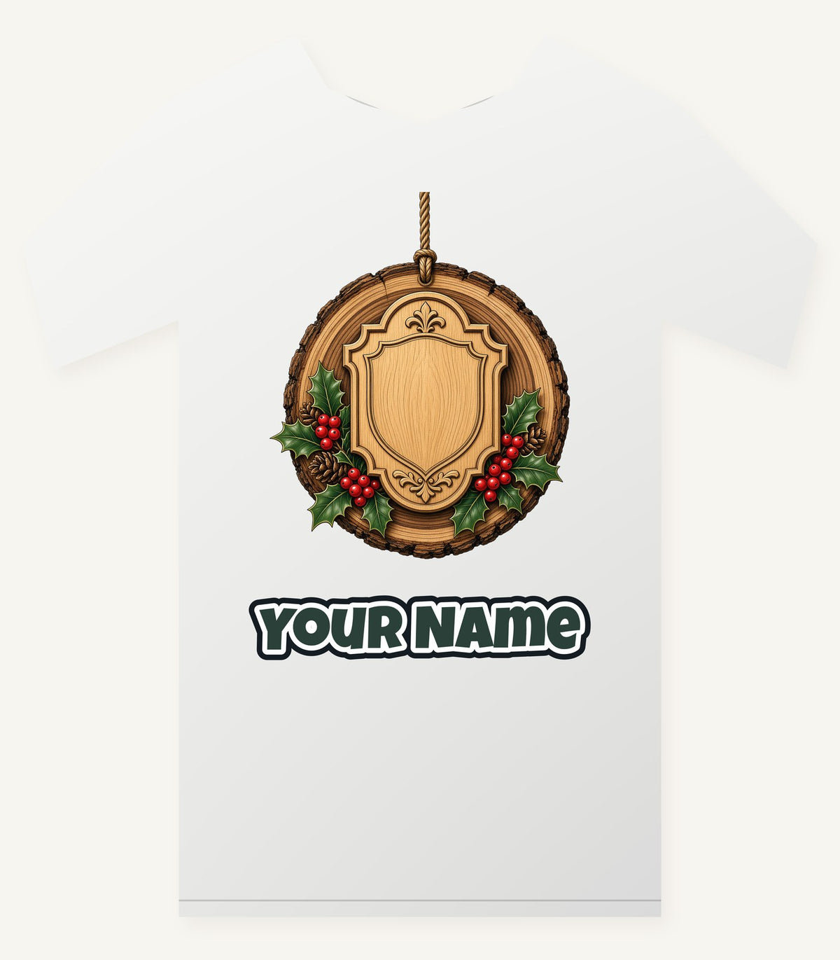 Rustic Timber Name Plaque Personalised Christmas T-Shirt and Hoodie